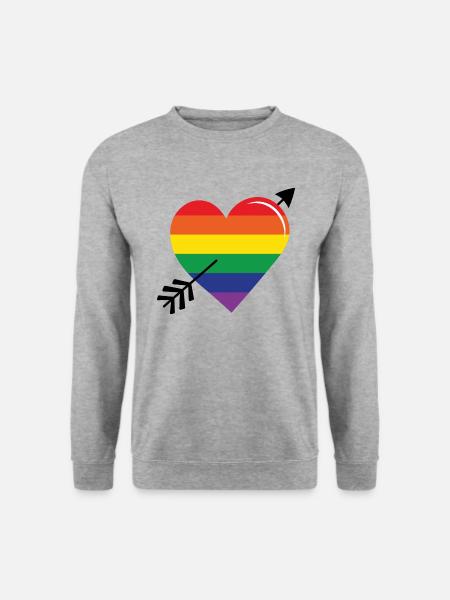 Pfeil Regenbogenherz Stolz - Unisex Pullover - Weißgrau meliert