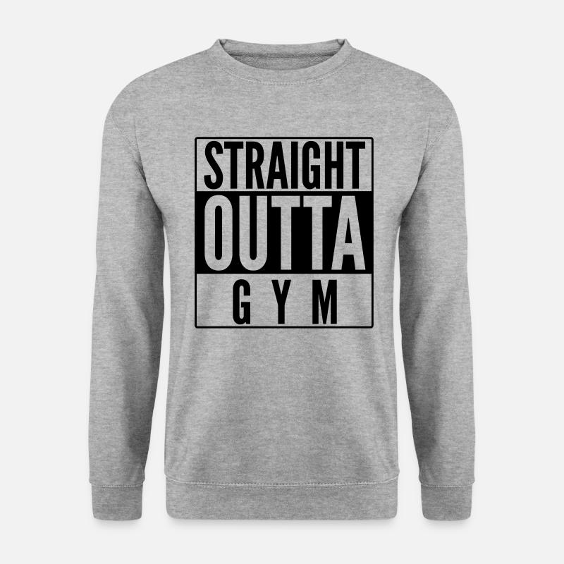 STRAIGHT OUTTA GYM WORKOUT SPRUCH - Unisex Pullover - Weißgrau meliert