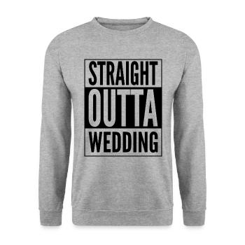 Straight Outta Wedding Stadtteil in Berlin - Unisex Pullover - Weißgrau meliert - Vorne - Alina (178cm) & Michal (187cm)