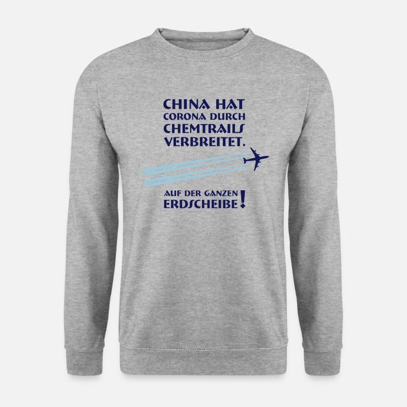 China Chemtrails mit Flugzeug - Unisex Pullover - Weißgrau meliert