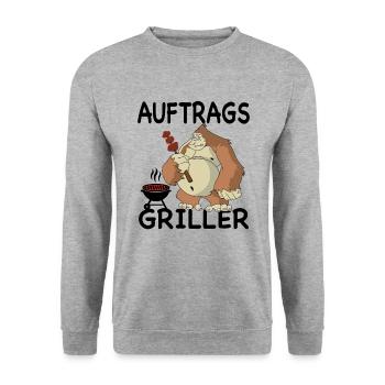 Grill T-Shirt BBQ und Smoker Grillen Gorilla - Unisex Pullover - Weißgrau meliert - Vorne - Alina (178cm) & Michal (187cm)