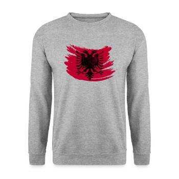 Kosova Albaner Adler Kosovo Albanien Geschenk - Unisex Pullover - Weißgrau meliert - Vorne - Alina (178cm) & Michal (187cm)