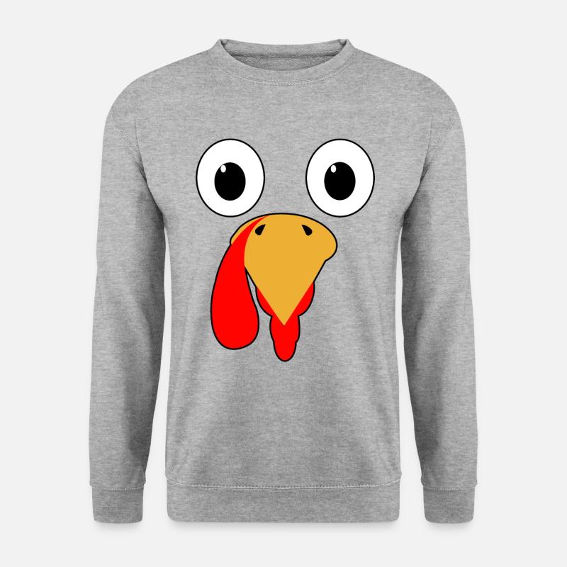 Thanksgiving Truthahn Gesicht Geschenk - Unisex Pullover - Weißgrau meliert