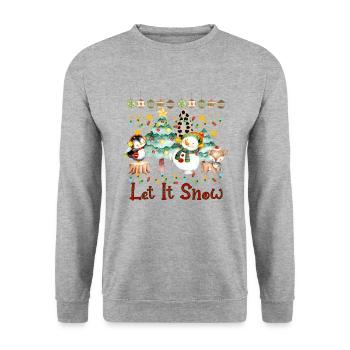 Noël, Bonhomme de neige de renne de Noël, Qu’il neige - Sweat-shirt Unisexe - gris chiné - Devant - Alina (178cm) & Michal (187cm)