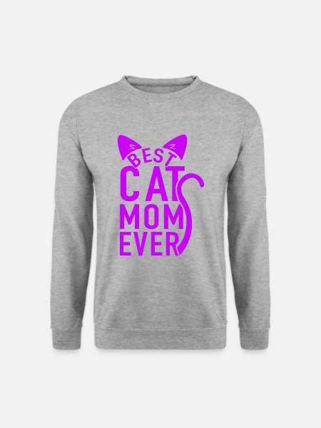 Katzemama Katze Katzen Katzenliebhaber Geschenk - Unisex Pullover - Weißgrau meliert