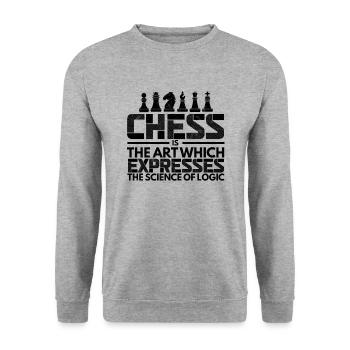 L’art des échecs exprime la science logique Le maître d’échecs - Sweat-shirt Unisexe - gris chiné - Devant - Alina (178cm) & Michal (187cm)