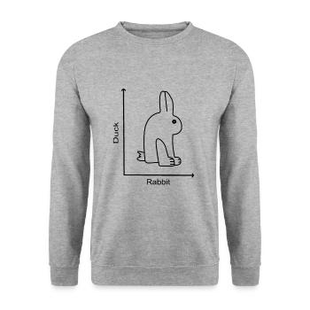 DUCK RABBIT - Hase Ente - Graph lesson - Unisex Pullover - Weißgrau meliert - Vorne - Alina (178cm) & Michal (187cm)