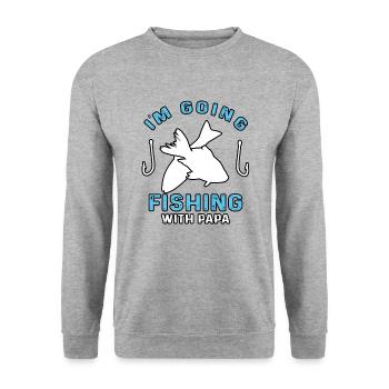 Fishing quote I go fishing with dad - Unisex Sweatshirt - salt & pepper - Front - Alina (178cm) & Michal (187cm)