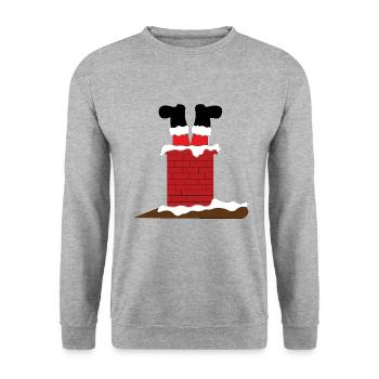 Merry Christmas Weihnachtsmann Schornstein - Unisex Pullover - Weißgrau meliert - Vorne - Alina (178cm) & Michal (187cm)