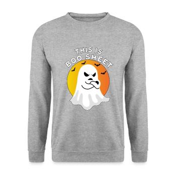 Halloween - Ghost this is boo sheet - Sweat-shirt Unisexe - gris chiné - Devant - Alina (178cm) & Michal (187cm)