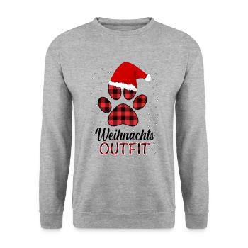 Hund mit Weihnachtsmütze Hundebesitzer Weihnachten - Unisex Pullover - Weißgrau meliert - Vorne - Alina (178cm) & Michal (187cm)