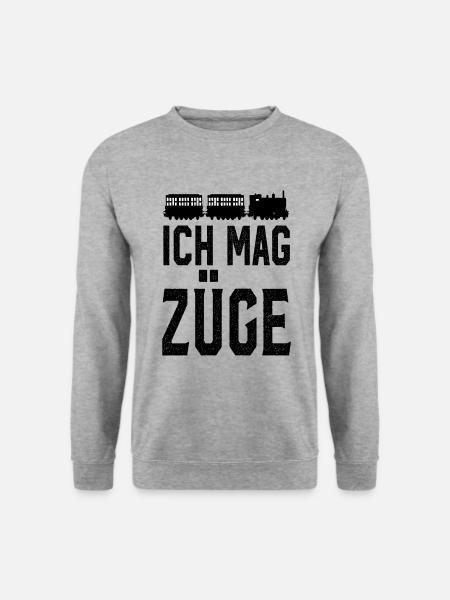 Ich Mag Züge Zugführer Lokführer Bahn Geschenk - Unisex Pullover - Weißgrau meliert