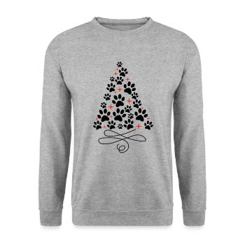 Joyeux Noël chien sapin de Noël - Sweat-shirt Unisexe - gris chiné - Devant - Alina (178cm) & Michal (187cm)