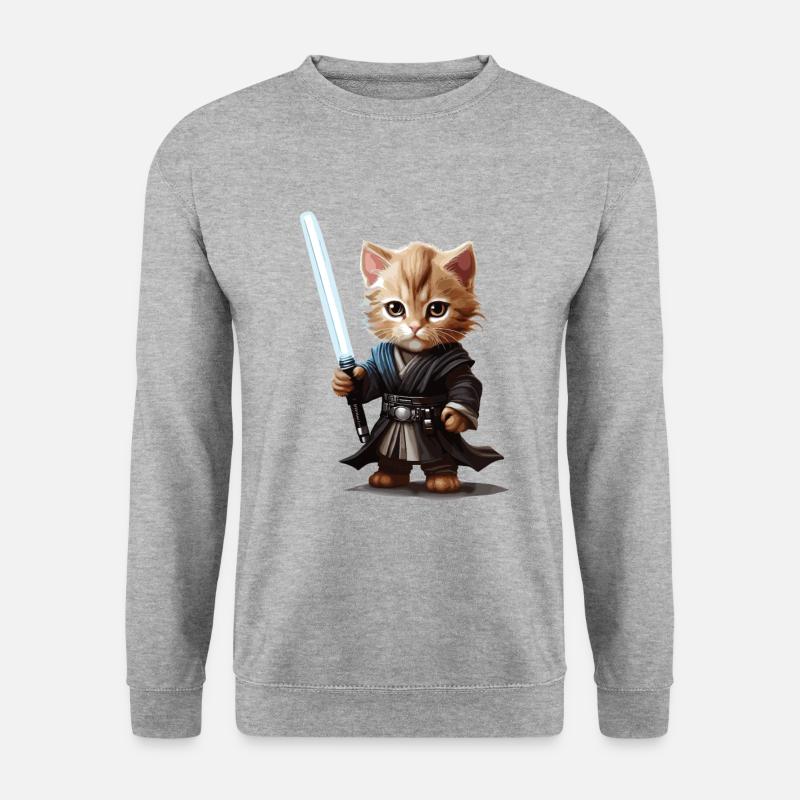 Cute cat with lightsaber - Unisex Sweatshirt - salt & pepper