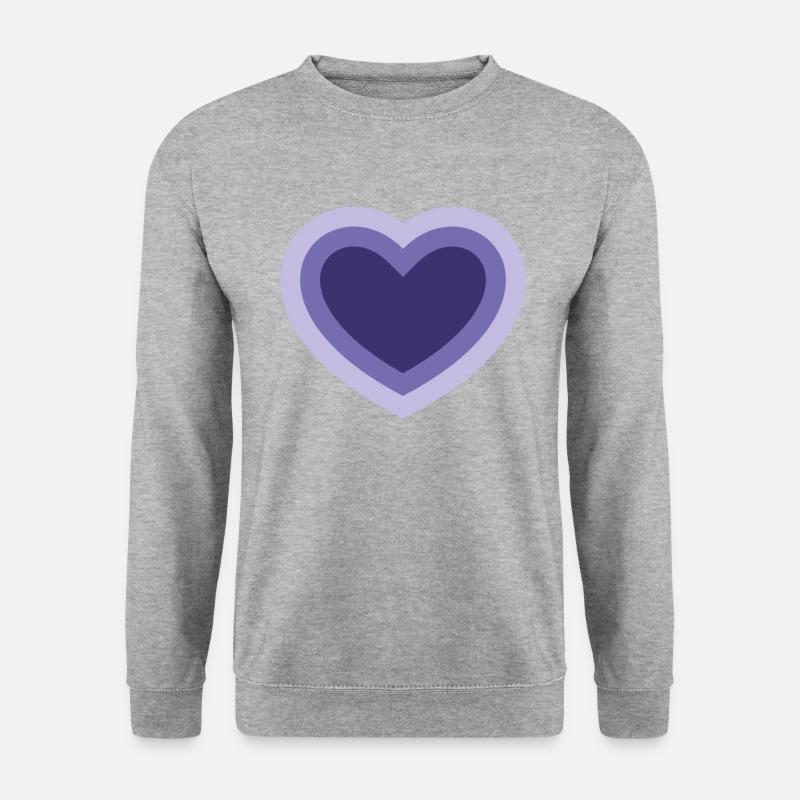 Herz konzentrisch lila - Unisex Pullover - Weißgrau meliert