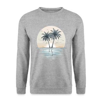 Sunset Palm Beach - Unisex Sweatshirt - salt & pepper - Front - Alina (178cm) & Michal (187cm)