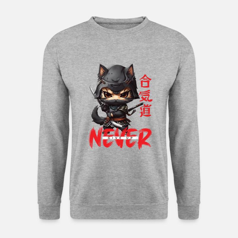 Ninja Cat Never Give Up - Unisex Sweatshirt - salt & pepper