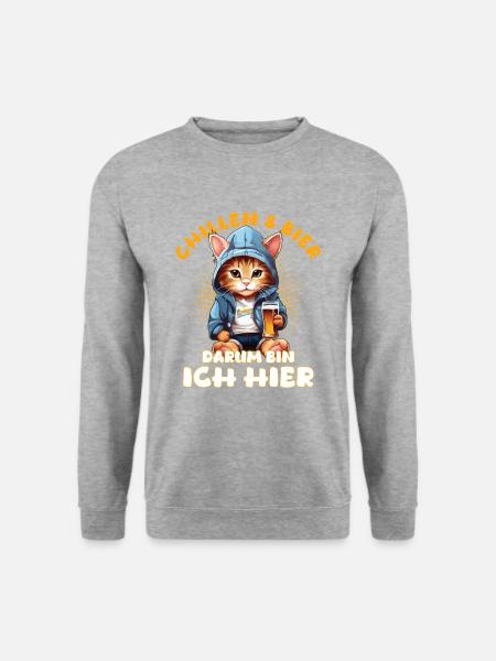 Chilling and beer cat - Unisex Sweatshirt - salt & pepper