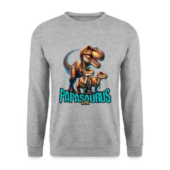 Papasaurus Rex - Sweat-shirt Unisexe - gris chiné - Devant - Alina (178cm) & Michal (187cm)