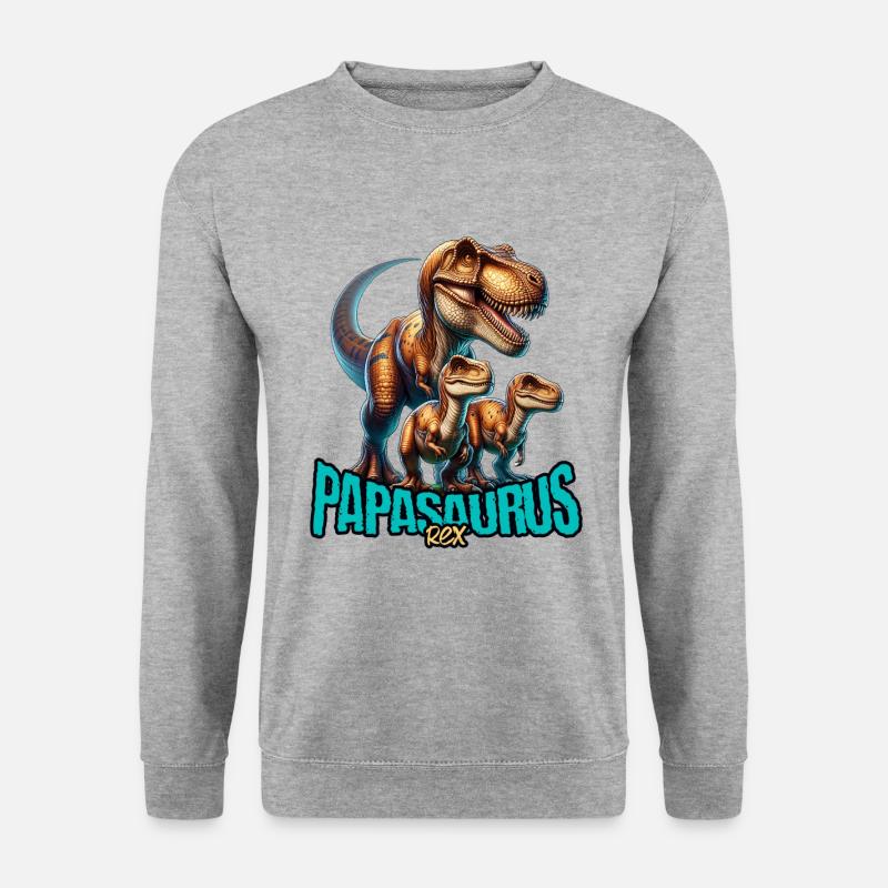 Papasaurus Rex - Unisex Pullover - Weißgrau meliert