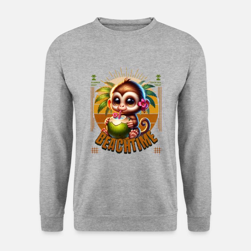 Monkey with Cocktail Beachtime - Unisex Sweatshirt - salt & pepper
