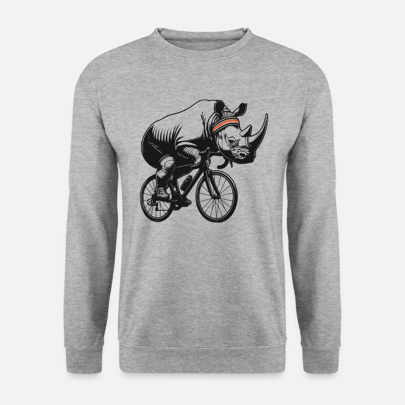 Radfahrendes Nashorn - Unisex Pullover - Weißgrau meliert