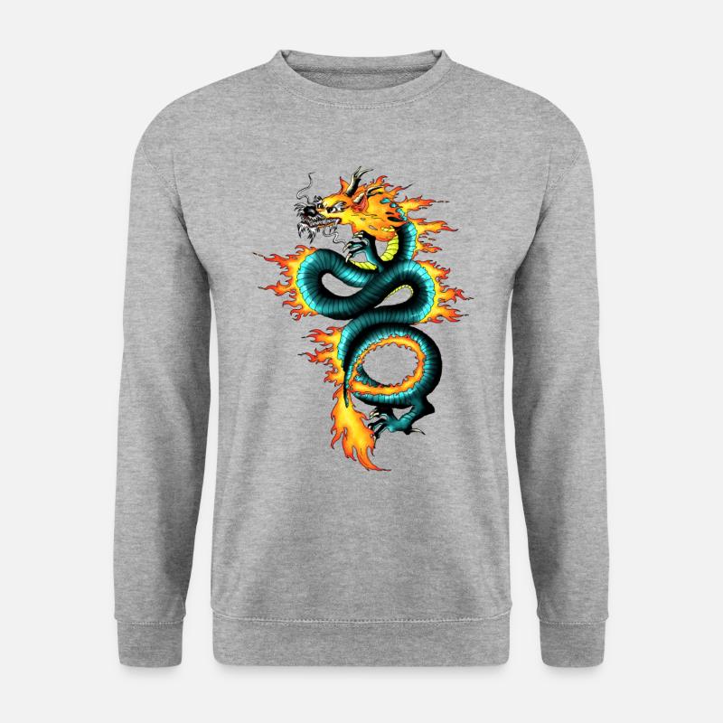 Drache - Long - Unisex Pullover - Weißgrau meliert
