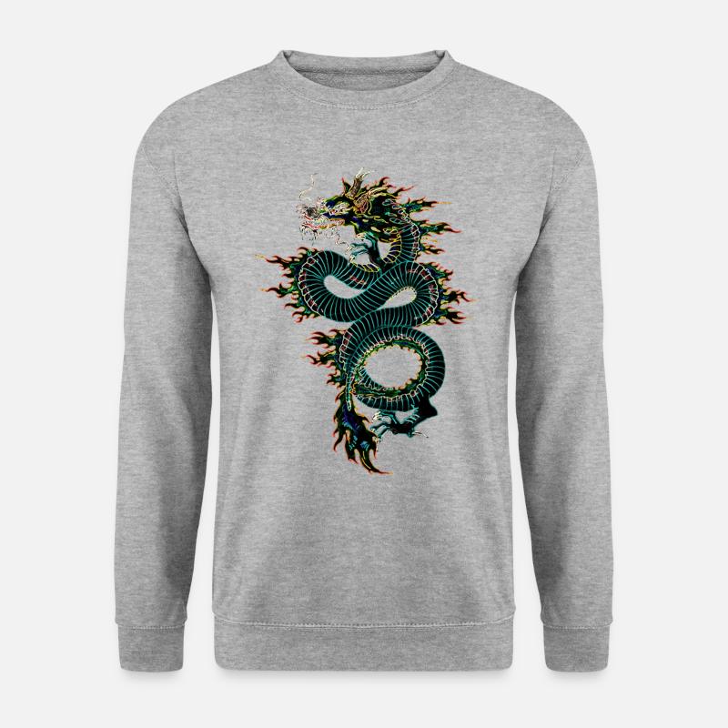 Chinesischer Drache - Unisex Pullover - Weißgrau meliert