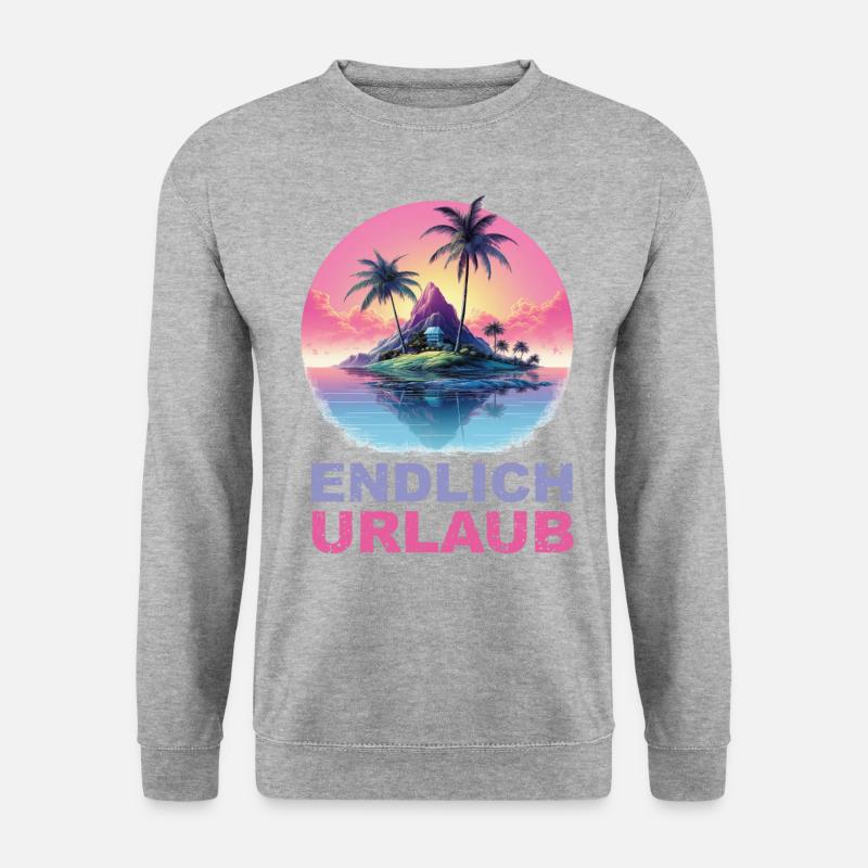 Endlich Urlaub - dunkel - Unisex Pullover - Weißgrau meliert