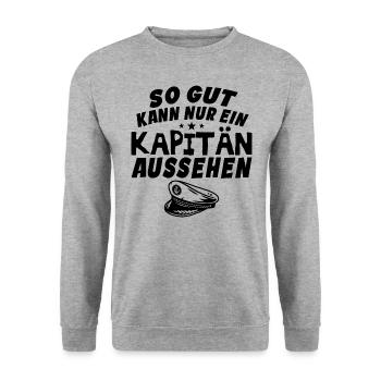 So gut kann nur ein Kapitän aussehen - Unisex Pullover - Weißgrau meliert - Vorne - Alina (178cm) & Michal (187cm)