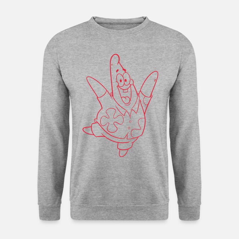 The Patrick Star Show Outline Design In Rot - Unisex Pullover - Weißgrau meliert