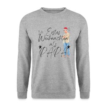 Erstes Weihnachten als Papa _2 - Unisex Pullover - Weißgrau meliert - Vorne - Alina (178cm) & Michal (187cm)