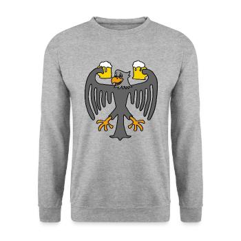 Deutschland Adler - Unisex Pullover - Weißgrau meliert - Vorne - Alina (178cm) & Michal (187cm)