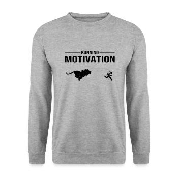 Running motivation - Course à pied Lion - Sweat-shirt Unisexe - gris chiné - Devant - Alina (178cm) & Michal (187cm)