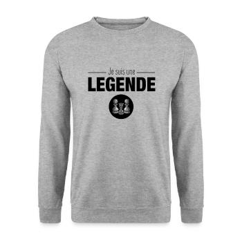 Ich bin eine Schachlegende. Schach-Fans - Unisex Pullover - Weißgrau meliert - Vorne - Alina (178cm) & Michal (187cm)