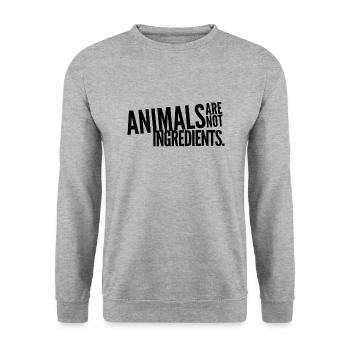 Les animaux ne sont pas des ingrédients Chemise de protection des animaux - Sweat-shirt Unisexe - gris chiné - Devant - Alina (178cm) & Michal (187cm)