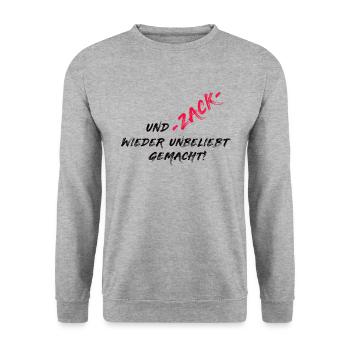 Und Zack wieder unbeliebt gemacht! - Unisex Pullover - Weißgrau meliert - Vorne - Alina (178cm) & Michal (187cm)