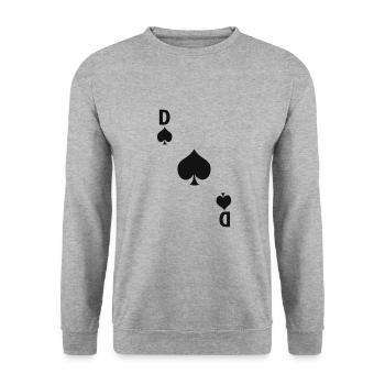 Playing card Queen of Spades Queen Queen Mardi Gras Karneva - Unisex Sweatshirt - salt & pepper - Front - Alina (178cm) & Michal (187cm)