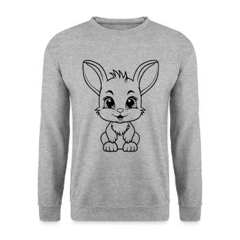 Lapin mignon - Sweat-shirt Unisexe - gris chiné - Devant - Alina (178cm) & Michal (187cm)