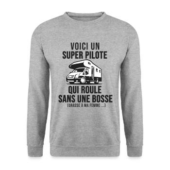 Camping cadeau papy papa camping car - Sweat-shirt Unisexe - gris chiné - Devant - Alina (178cm) & Michal (187cm)