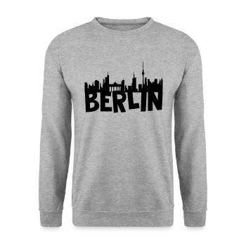 Berlin horizon - Sweat-shirt Unisexe - gris chiné - Devant - Alina (178cm) & Michal (187cm)