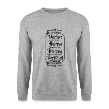Bibelvers - Unisex Pullover - Weißgrau meliert - Vorne - Alina (178cm) & Michal (187cm)