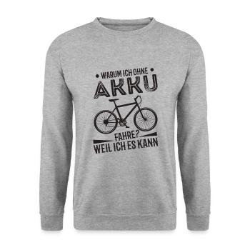 Fahrrad ohne Akku - Unisex Pullover - Weißgrau meliert - Vorne - Alina (178cm) & Michal (187cm)