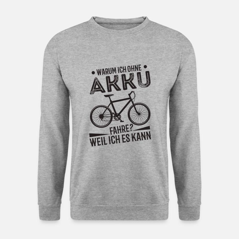 Fahrrad ohne Akku - Unisex Pullover - Weißgrau meliert