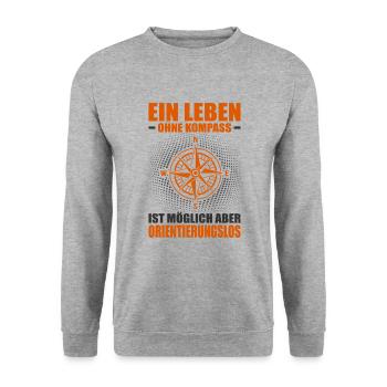 Pfadfinder Kompass Spruch Lustiges Wald Scout Pfad - Unisex Pullover - Weißgrau meliert - Vorne - Alina (178cm) & Michal (187cm)