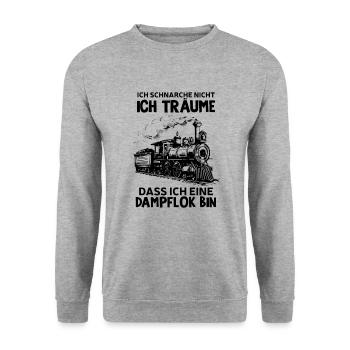 Lokomotive Zug Dampflok Gleis Eisenbahn - Unisex Pullover - Weißgrau meliert - Vorne - Alina (178cm) & Michal (187cm)