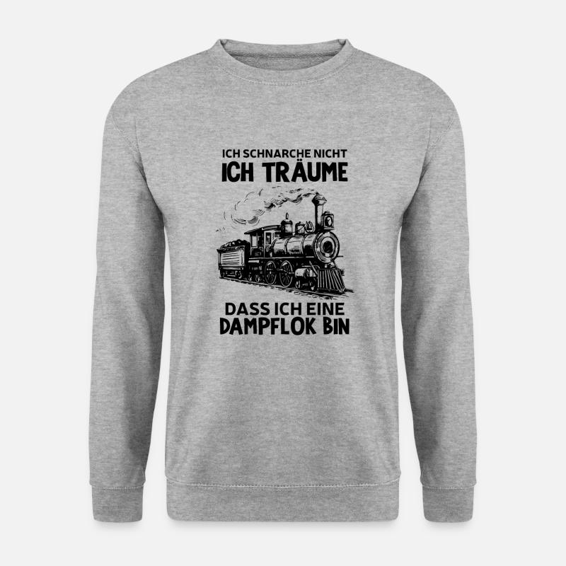 Lokomotive Zug Dampflok Gleis Eisenbahn - Unisex Pullover - Weißgrau meliert