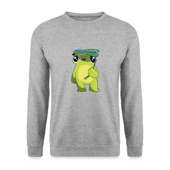 Frog Frogs Fun Animal Motif Frog Motif Leaf - Unisex Sweatshirt - salt & pepper - Front - Alina (178cm) & Michal (187cm)