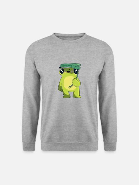 Frø frøer sjovt dyremotiv Frø motiv blad - Unisex sweater - hvidgrå meleret