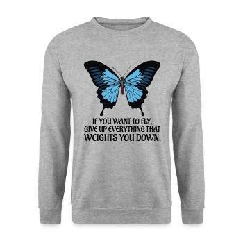 Papillon coloré fleur chenille nature - Sweat-shirt Unisexe - gris chiné - Devant - Alina (178cm) & Michal (187cm)